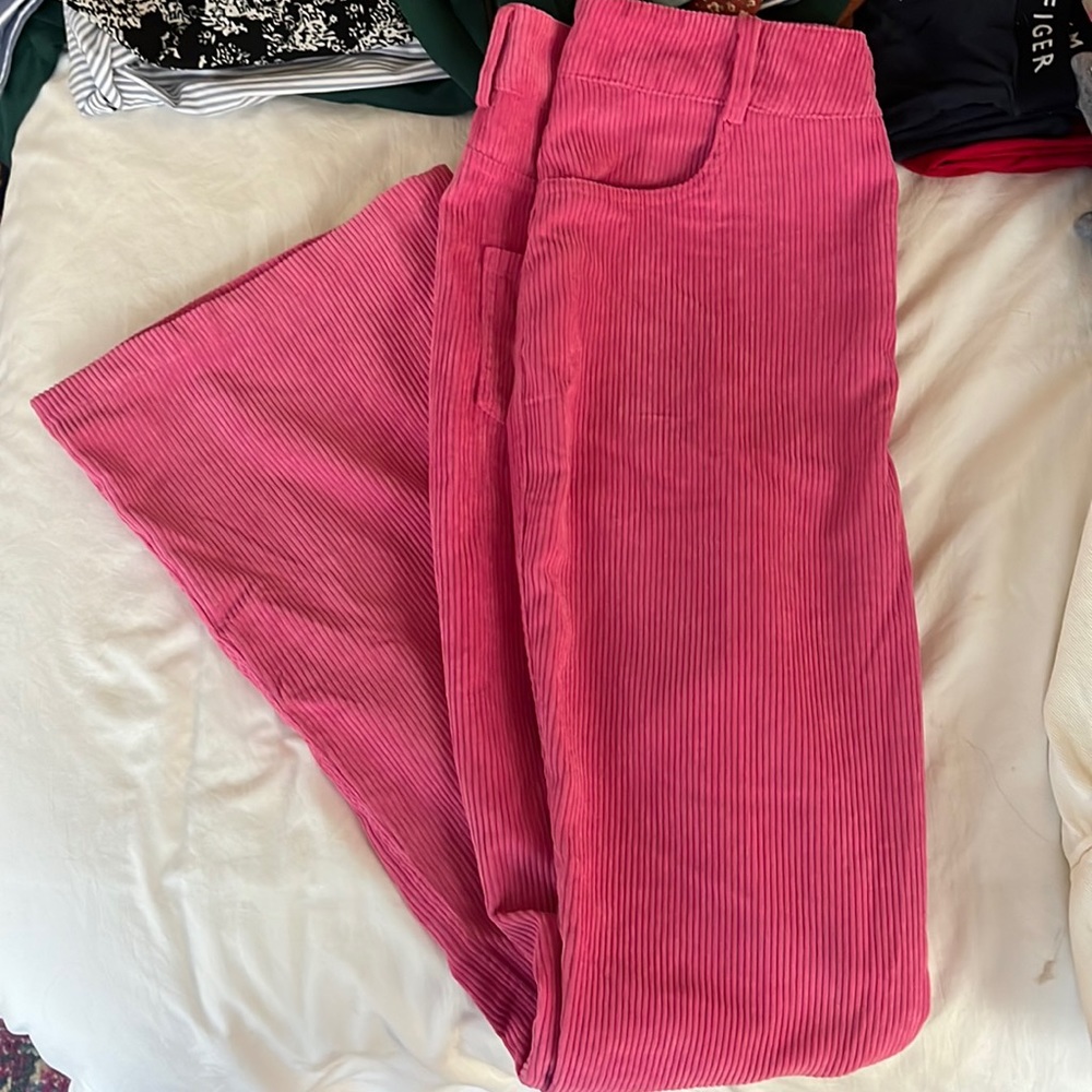 Hot pink wide leg corduroy pants